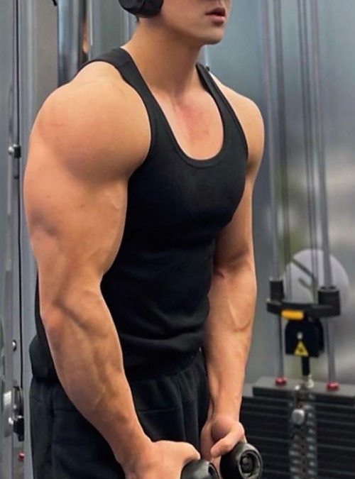 Top Bodybuilding Senza Maniche Canottiera Uomo Gym Tessuto