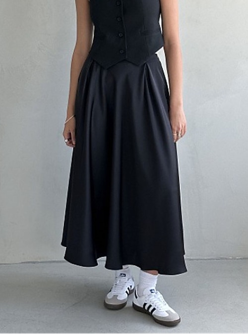 Mulheres Saia Balanço Saia longa Elegante Moda Longo Cintura Alta