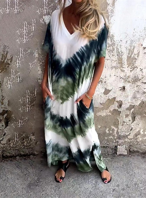 white christmas dresses Gray Tie Dye Maxi Dress main image 0