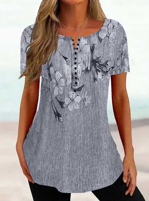 Henley shirt damen kurzarm sale