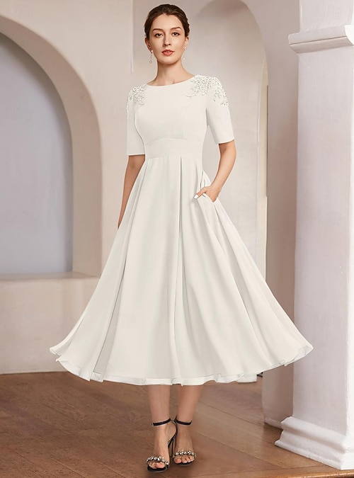 Abiti da cocktail A-Line abito elegante Kentucky semi formale tè lunghezza senza maniche scollo a V autunno invitata matrimonio organza con abiti arricciati del 2026 a €146.99