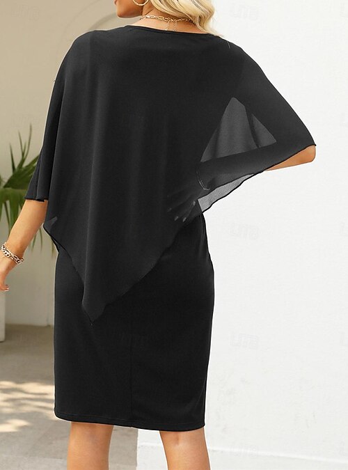 Women's Mini Dress Black Dress Cocktail Dress Chiffon Dress Formal Dresses  Elegant Formal Work Party Wedding Guest Regular Fit Long Sleeve Crew Neck  Black Fall 2026