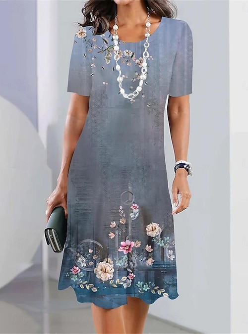 short sleeve summer cocktail dress Women's Layered Chiffon Wedding Guests Dress Summer Elegant Short Sleeve Knee Length Flowy Cocktail Dresses