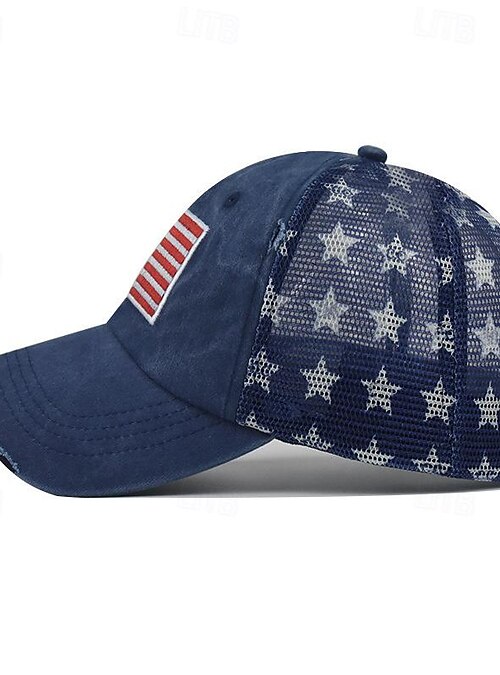 Cappello da papà con bandiera americana ricamata, berretto con bandiera, berretto in cotone lavato - Italia