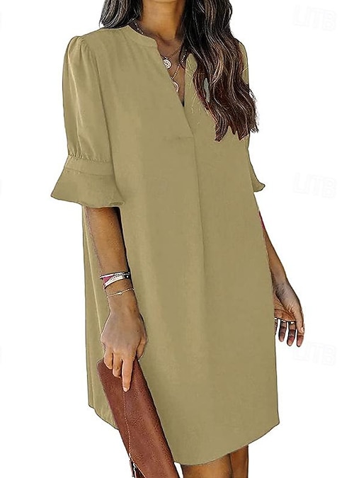 green emerald velvet dress BMJL Womens Business Casual Dress Long Sleeve Work Dresses Tie Front Knee  Length Ribbed Knit Dresses (Coffee, S) at Amazon Women's Clothing store