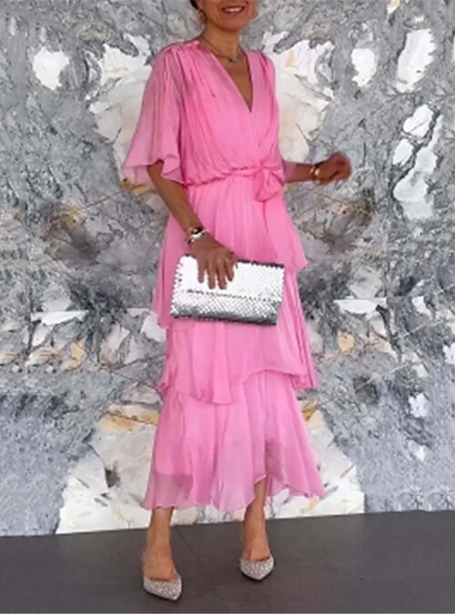 half blue half pink dress preppy mermaid colours pastel fuchsia pink turquoise aqua blue Half Dleeve Split Dress prom dress Casual dresses