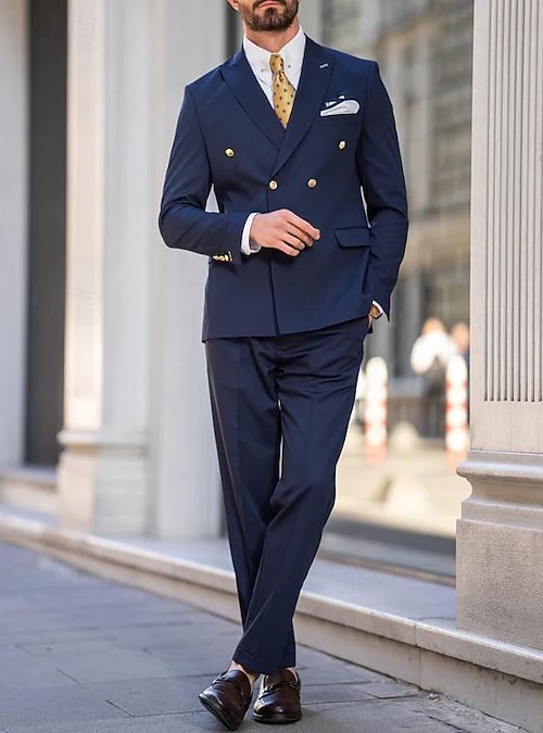 ダークブルー ビジネススーツ セット メンズ スーツ 上下 セットアップ