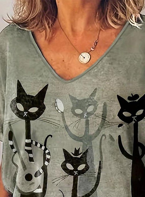 Camiseta para Mujer Halloween T Shirt Casual Impresión de Manga