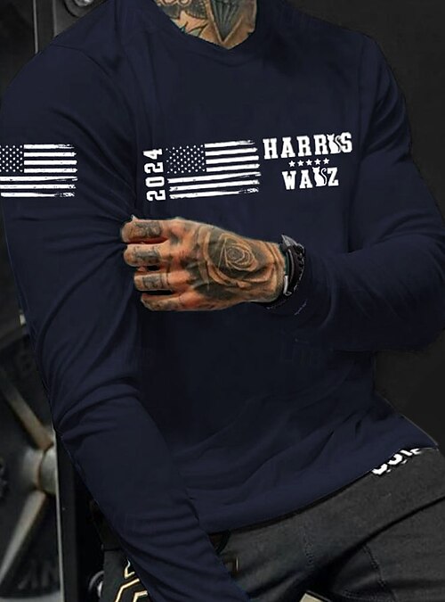 Donnaintage Usa A Forma Di Cuore Bandiera Americana Elegante Con Collo A Maglietta A Maniche Lunghe - Foto 8