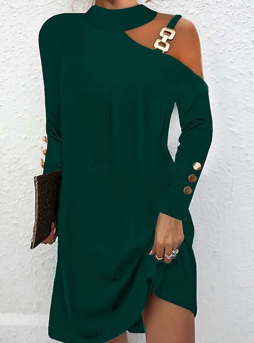 Women s Mini Dress Black Dress Sweater Dress Corset Dress Cocktail Dress Casual Street Date Loose Fit Plain Long Sleeve Halter Neck Blue Black Pink