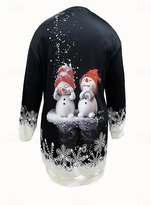 Christmas Women's Sweatshirt Dress Maxi Dress Casual Dress Petite Dress Shift Dress Elegant Stylish Vacation Party Regular Fit Claus Long Sleeve Crew Neck Black And White Black Light 2026 - GBP 26 Christmas Women's Sweatshirt Dress Maxi Dress Casual Dress Petite Dress Shift Dress Elegant Stylish Vacation Party Regular Fit Claus Long Sleeve Crew Neck Black And White Black Light 2026 - GBP 26