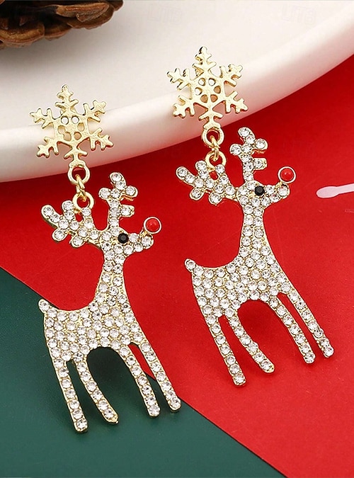 Orecchini Di Natale Per Donna, Set Con Fiocchi Di Neve E Alberelli, Leggeri E Ipoallergenici, Regalo Sotto L'albero