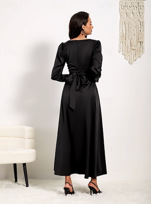 Women's Swing Tunic Dress Shift Dress Twisted Knotted Work Elegant Stylish  Modern Long Sleeve Black Spring Fall 2026