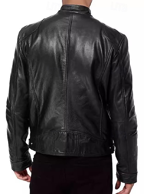 Men's Faux Leather Jacket Biker Jacket Motorcycle Jacket