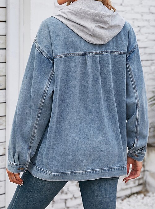 Damen Hoodie Jacke Jeansjacke Outdoor Strasse Freizeitskleidung