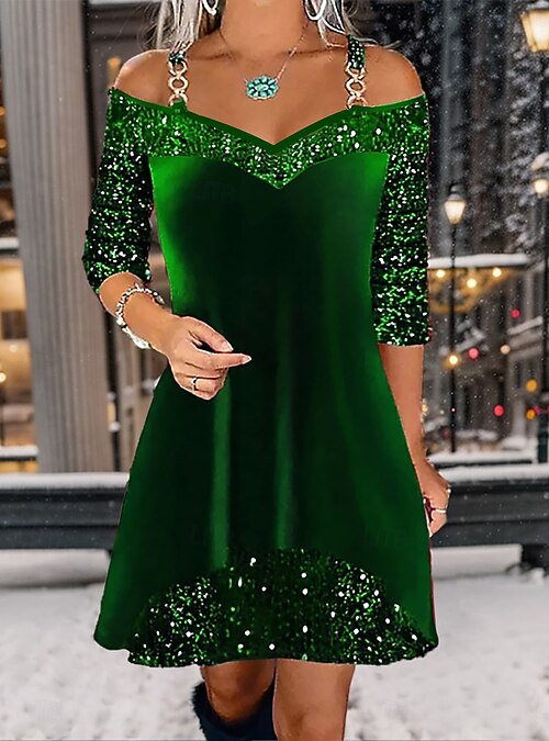 green emerald velvet dress Ieena for Mac Duggal Sequined Long Sleeve Open Back Ruched Dress in main image 0