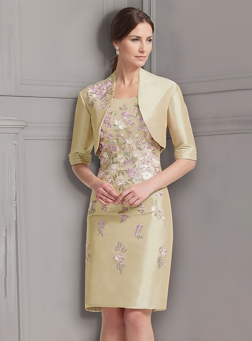 green emerald velvet dress Rayon Jacket Dress in Gold with Shimmer Inner and Metallic Jacket main image 0