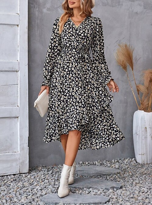 knee length dresses for ladies Hailee V Neck Summer Long Midi Dress main image 1
