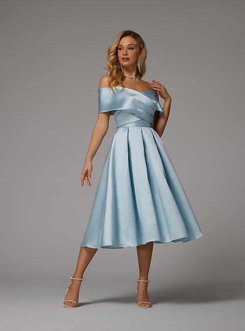 navy blue dress for baby girl LaDivine CD0225 Beaded A Line Tea Length Cocktail Dress – The Dress Outlet main image 1