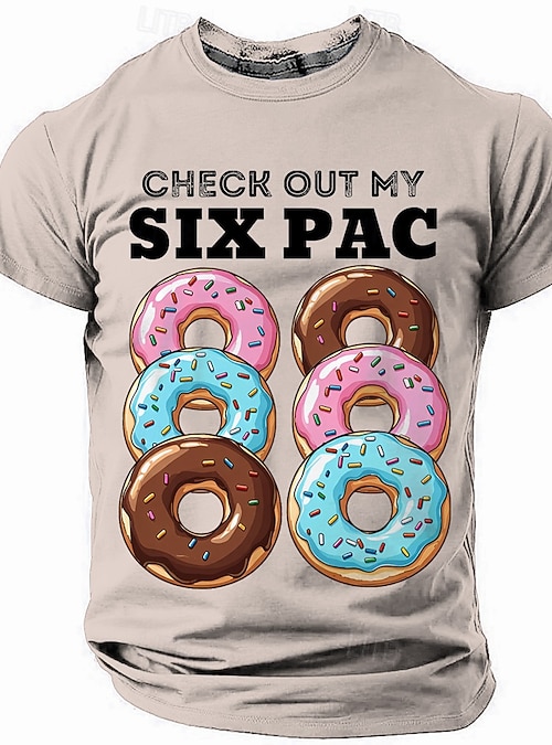 Men's Funny Donut 'Six Pac' Graphic Short Sleeve T-Shirt