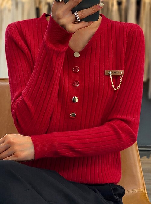 Cardigan Femme En Tricot - Col V, Boutonnage, Tissu Léger - Pull Court Pour Automne/Hiver