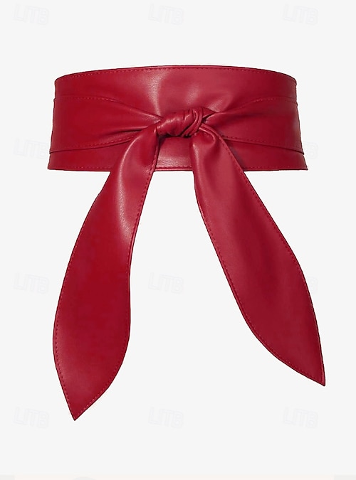 6334 Obi Belt For Women – Wide Waist In Faux Leather, Mica- Red Obi Belt for Women – Wide Waist Belt in Faux Leather MICA  main image 3