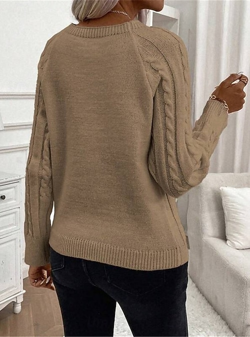 Tuniek Truien voor Vrouwen Ronde hals Lichtgewicht Kabel Gebreide Tuniek Truien voor Vrouwen Ronde hals Lichtgewicht Kabel Gebreide