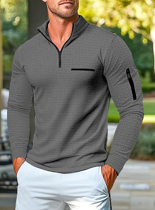 Men's Waffle Polo Shirt Pullover Home Sports Outdoor Daily Wear