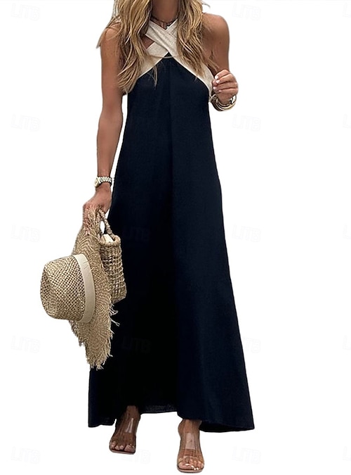 Women's Maxi Dress Cotton Blend Shift Dress Sundress Cotton Maxi Dress Elegant Fashion Casual Daily Outdoor Holiday Loose Fit Ombre Sleeveless Cold Shoulder Black White Summer Spring 2026 - $28.99 Women's Maxi Dress Cotton Blend Shift Dress Sundress Cotton Maxi Dress Elegant Fashion Casual Daily Outdoor Holiday Loose Fit Ombre Sleeveless Cold Shoulder Black White Summer Spring 2026 - $28.99