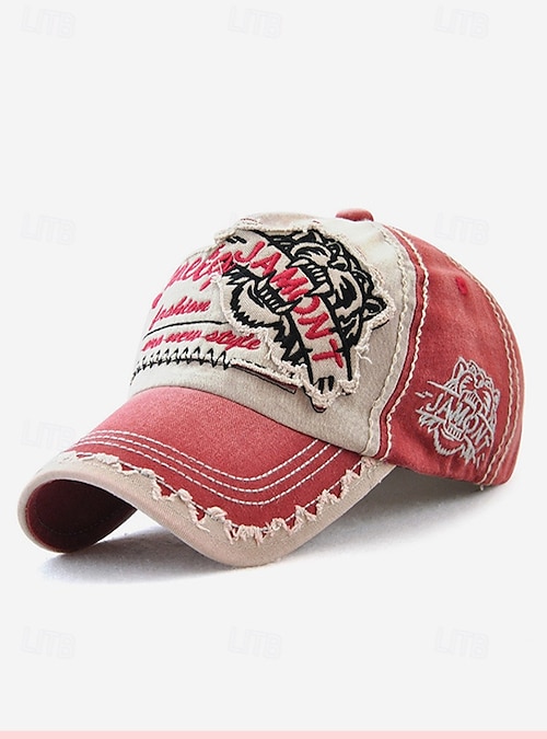 Men's Vintage Distressed Baseball Cap – Embroidered Patch Design