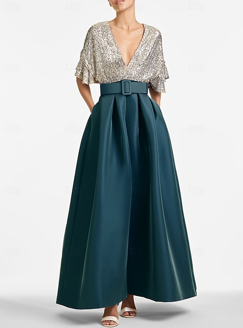 ankle length sequin dress Off Shoulder Natural Ankle Length Sequined Sleeveless Dress Split COCOMELODY CS0289, Black
