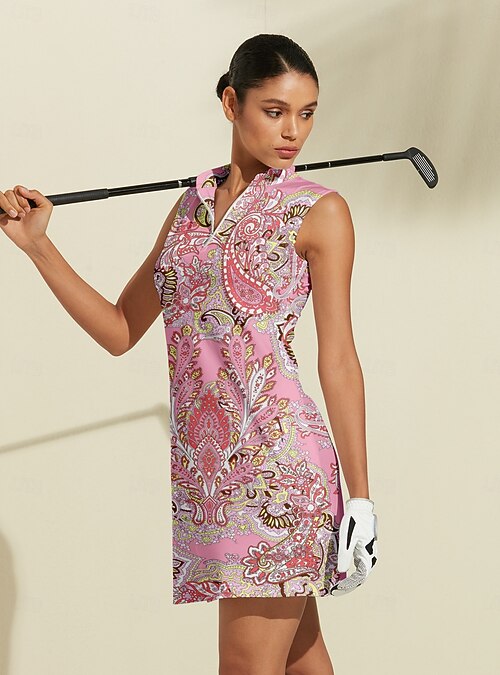 Women's Golf Dress Sleeveless Sun Protection Paisley Ladies Golf Attire  2026 - 73.99
