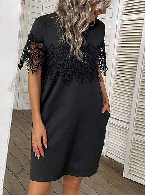 knee length dresses for ladies Black Lace Maxi Dress