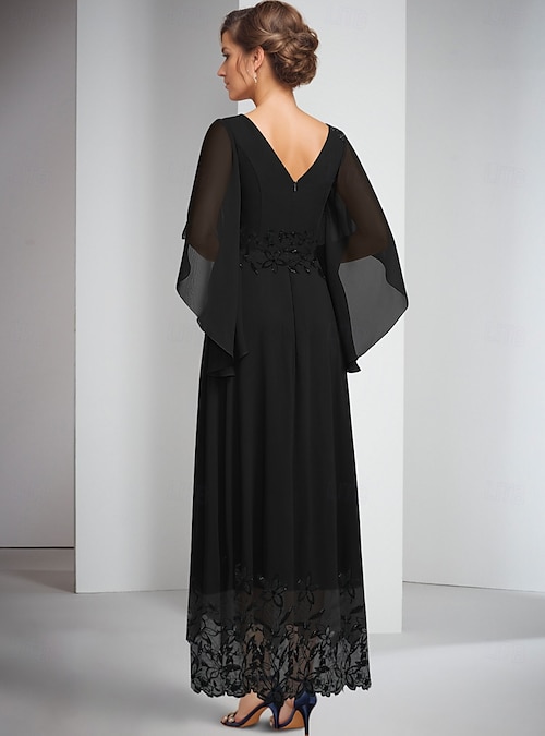 A-Line Dress Ankle Length Party Dress Cocktail Dress Wedding Guest Dress Mother of the Bride Dress Long Sleeve Jewel Neck Elegant Sparkle & Shine A-Line Dress Ankle Length Party Dress Cocktail Dress Wedding Guest Dress Mother of the Bride Dress Long Sleeve Jewel Neck Elegant Sparkle & Shine