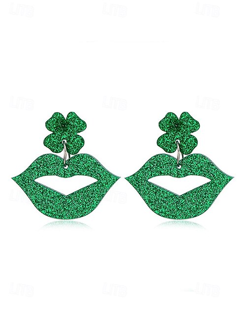 Orecchini Pendenti San Patrizio Con Quadrifoglio Verde – Portafortuna A Tema Irlanda Per Donna - 3