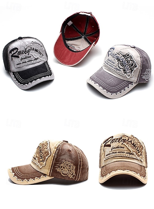 Distressed Baseball Cap with Embroidered Patch, Vintage Trucker Hat Adjustable KBV-1422 BLK Rodeo Country Horse Derby Womens Baseball Cap  main image 3