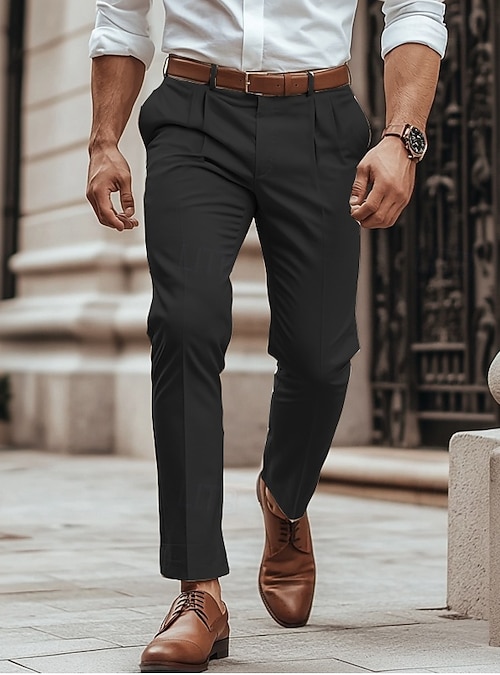 Men's Trousers Dress Pants Slacks Summer Pants Casual Pants Front Pocket  Straight Leg Plain Comfort Wedding Business Casual Fashion Classic Dark  Brown Light Khaki Micro-elastic 2026 - $29.99