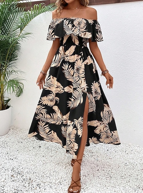 off shoulder maxi dress casual Women Off Shoulder Evening Gown Cocktail Casual Long Maxi Dress