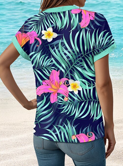 Camisa Hawaiana Camiseta Palmeras Mujer Camisas Hawaianas Mujer