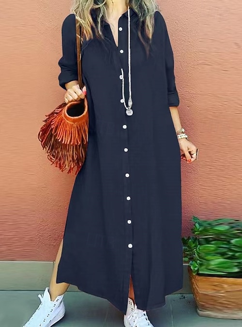 Per donna Abito Lungo Maxi Abito Abiti ispirati al lino Abito