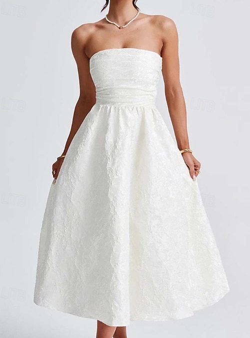 Floral Jacquard Cocktail Dresses A-Line Sleeveless Tea Length Lace Up Back  With Solid Color With Ruched Details Race Day Dress Wedding Guest Dress  2026