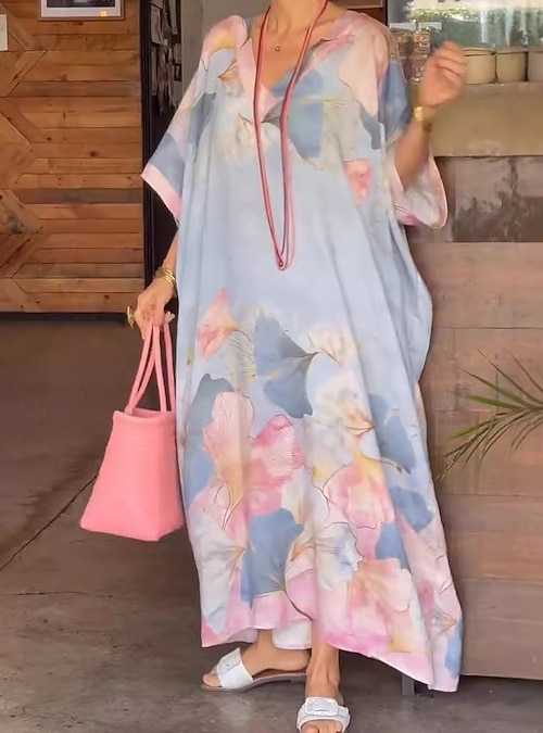Women's Maxi Dress Casual Dress Shift Dress Stylish Casual Vacation Daily Date Loose Fit Floral Short Sleeve V Neck Pink Blue Summer Spring 2026 - $28.99 Women's Maxi Dress Casual Dress Shift Dress Stylish Casual Vacation Daily Date Loose Fit Floral Short Sleeve V Neck Pink Blue Summer Spring 2026 - $28.99