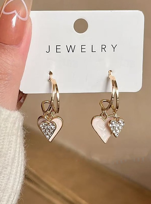 Orecchini Pendenti A Forma Di Cuore Donna | Gioielli Romantici Per San Valentino In Lega Dorata - 2