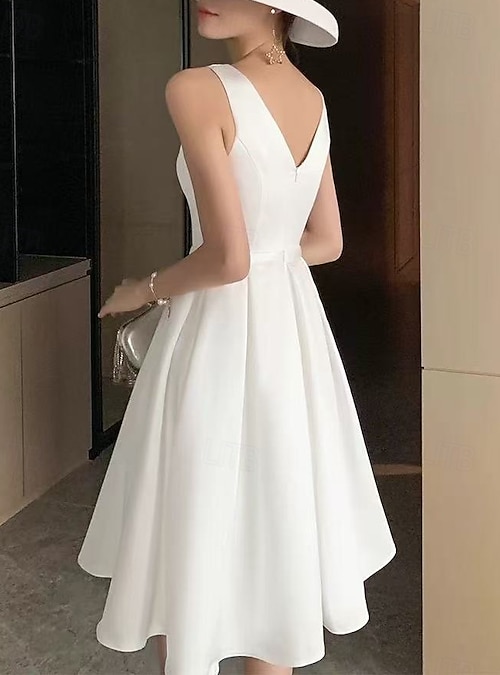 white dresses for graduation knee length Off Shoulder White Knee Length Prom Dresses, Off the Shoulder White Kn –  jbydress main image 1