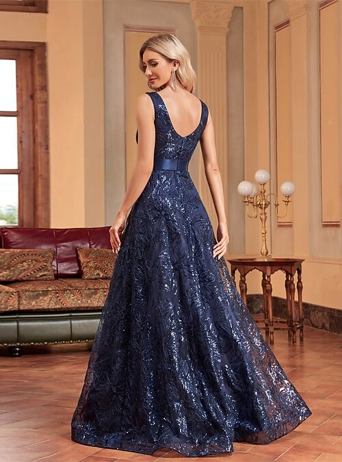 A-Line Prom Dresses Vintage Dress Formal Prom Floor Length Sleeveless  Spaghetti Strap Sequined with Glitter Sequin Embroidery 2026
