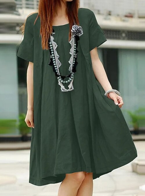 Short Simple Casual Maxi Dresses Women's Long Dress Maxi Dress Cotton Blend  Shift Dress Casual