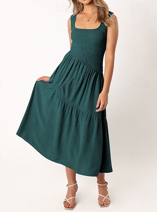 Women's Midi Dress Graduation Dress Casual Dress A Line Dress Summer Dress  Stylish Casual Vacation Daily Date Regular Fit Plain Sleeveless Scoop Neck  Black White Light Green Pink Summer 2026 - CAD $46.99