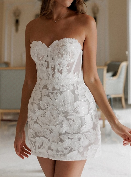 white bridal shower dress mini sleek bridal shower dress mini – La Novale Atelier main image 1