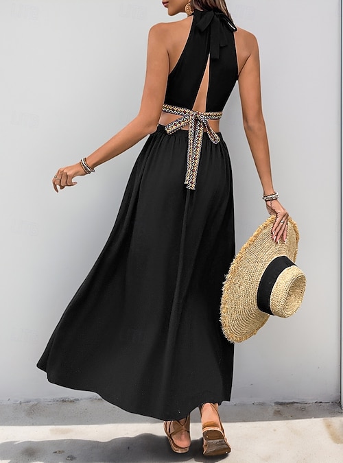 Women's Maxi Dress Black Dress Graduation Dress Casual Dress Cocktail Dress Vacation Casual Daily Vacation Holiday Regular Fit Plain Sleeveless V Neck Black Summer 2026 - $35.99 Women's Maxi Dress Black Dress Graduation Dress Casual Dress Cocktail Dress Vacation Casual Daily Vacation Holiday Regular Fit Plain Sleeveless V Neck Black Summer 2026 - $35.99