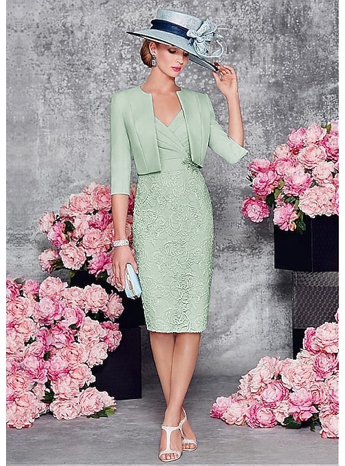 Two Piece Sheath Mother of the Bride Dress Wedding Guest